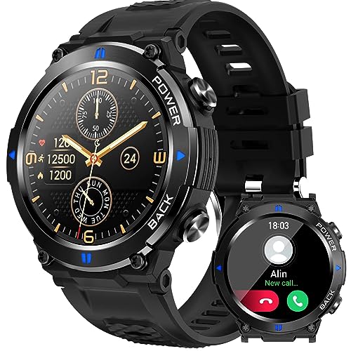 Smart Watches for Men, 1.32" Military Watches Men, IP68 Waterproof with Bluetooth Call, Smart Watches for Men Outdoor with Heart Rate, Blood Oxygen and Sleep Monitor Compatible with iPhone Android