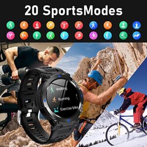 Smart Watches for Men, 1.32" Military Watches Men, IP68 Waterproof with Bluetooth Call, Smart Watches for Men Outdoor with Heart Rate, Blood Oxygen and Sleep Monitor Compatible with iPhone Android