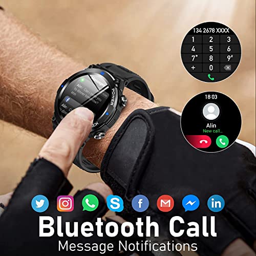 Smart Watches for Men, 1.32" Military Watches Men, IP68 Waterproof with Bluetooth Call, Smart Watches for Men Outdoor with Heart Rate, Blood Oxygen and Sleep Monitor Compatible with iPhone Android