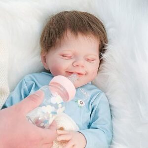 Silicone Baby Doll, 18-Inch Silicone Baby, Sweet Smile Realistic Reborns Baby Dolls, for Ages 3+ as A Gift or Playmate,D