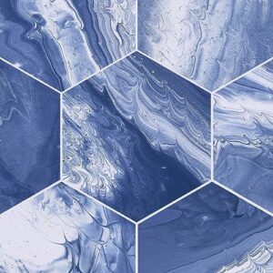 selleny hex 5.5 in x 6.3 in glossy & matte mix, porcelain artistic glaze tile (4.73 sq. ft. / 26 pieces) (blue)