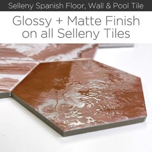 Selleny Hex 5.5 in x 6.3 in Glossy & Matte Mix, Porcelain Artistic Glaze Tile (4.73 sq. ft. / 26 Pieces) (Blue)