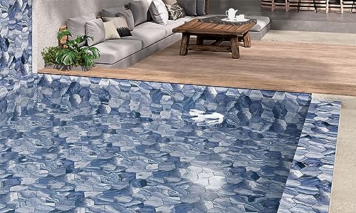 Selleny Hex 5.5 in x 6.3 in Glossy & Matte Mix, Porcelain Artistic Glaze Tile (4.73 sq. ft. / 26 Pieces) (Blue)