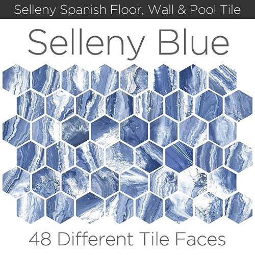 Selleny Hex 5.5 in x 6.3 in Glossy & Matte Mix, Porcelain Artistic Glaze Tile (4.73 sq. ft. / 26 Pieces) (Blue)