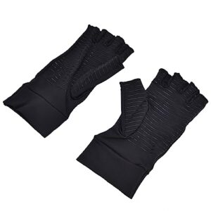 airshi hand compression gloves, fingerless design free grip and feel compression gloves easy to reduced hand load for men women (l)