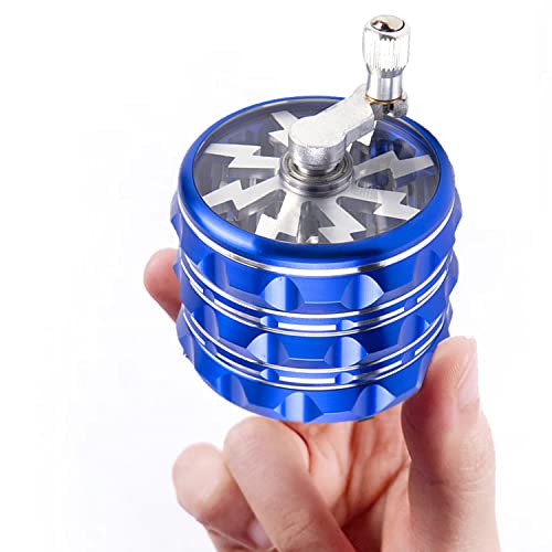 2.5 Inch Hand Crank Grinder, Potable Large Grinder With Clear Top Cover, Best Gift (Blue)