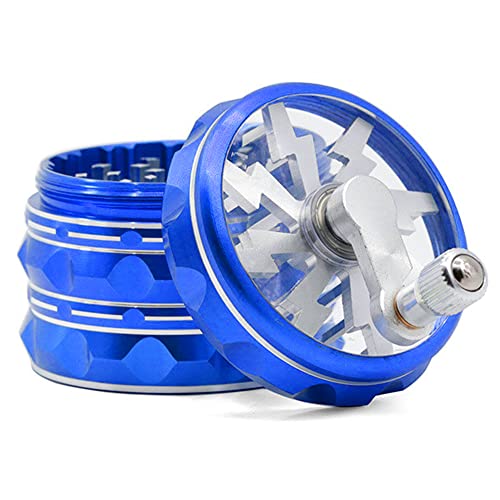 2.5 Inch Hand Crank Grinder, Potable Large Grinder With Clear Top Cover, Best Gift (Blue)