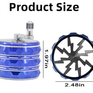 2.5 Inch Hand Crank Grinder, Potable Large Grinder With Clear Top Cover, Best Gift (Blue)