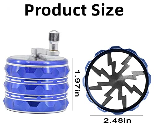 2.5 Inch Hand Crank Grinder, Potable Large Grinder With Clear Top Cover, Best Gift (Blue)