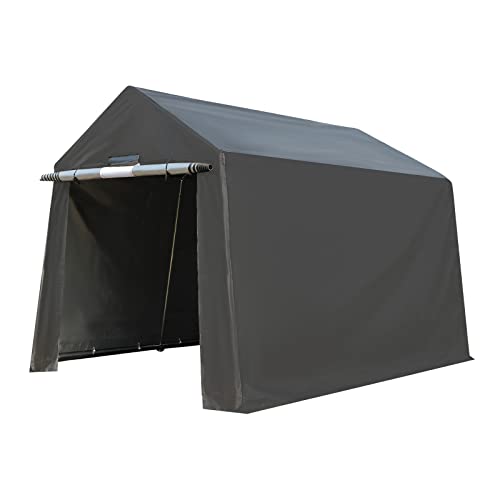 GS CHIER 10X10 ft Shed Storage Shelter All-Season Heavy Duty Portable Storage Shed Carport for Motorcycle, Bike, Garden Tools (Grey)