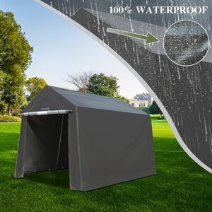 GS CHIER 10X10 ft Shed Storage Shelter All-Season Heavy Duty Portable Storage Shed Carport for Motorcycle, Bike, Garden Tools (Grey)