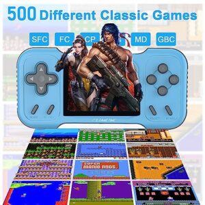 Handheld Game Console for Kids Adults, Retro Game Console Built-in 500 Games, 3.0" FT HD Color Screen, AV Output, Dual 3D Joysticks, Handheld Emulator Game Console Birthday for Kids