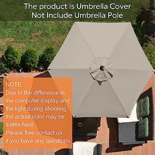 EliteShade USA Sunumbrella 7.5FT Replacement Cover 6 Ribs Market Patio Umbrella Canopy Cover (CANOPY ONLY) (Beige)