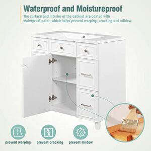 JUOFONE 36 Inch Bathroom Vanity with Sink Combo Set,Combo Cabinet Undermount Sink, Bathroom Storage Cabinet, Shaker Cabinet with Soft Closing Door and Drawer,Solid Wood Frame