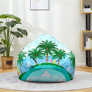 morbuy bean bag chair cover for kids adults (no filler), 3d palms soft lazy sofa bed cover washable oversized storage bean bag cover for living room, indoor, outdoor (s,clouds)