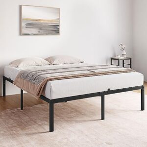 idealhouse 14 inch full bed frame with storage, metal platform full bed frame steel slat support no box spring needed easy to assemble