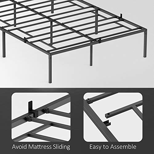 IDEALHOUSE 14 Inch Full Bed Frame with Storage, Metal Platform Full Bed Frame Steel Slat Support No Box Spring Needed Easy to Assemble