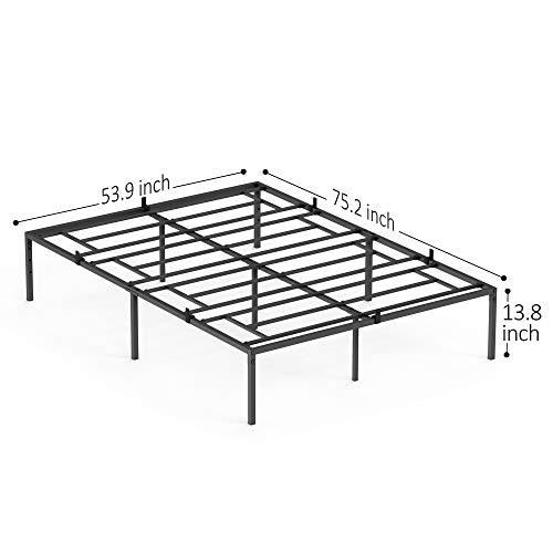 IDEALHOUSE 14 Inch Full Bed Frame with Storage, Metal Platform Full Bed Frame Steel Slat Support No Box Spring Needed Easy to Assemble