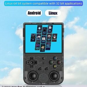 RG353V Emulator Handheld Game Console 10000+ Classic Games 64G Card, 3.5-Inches Display Dual OS Android 11, Linux System Support 5G WiFi 4.2 Bluetooth, RK3566 Chip(RG353V- Dual OS - Black)