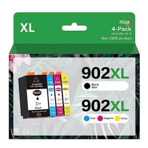 902xl ink cartridge combo pack replacementfor hp 902 xl high yield compatible for hp officejet pro 6978 6968 6970 6960 6962 6958 6954 6950 6951 printers (black, cyan, magenta, yellow, 4 combo pack)