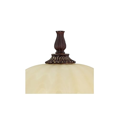 MACIUM Collection Glass Shade Table Lamp in Bronze, Bronze Finish, Alabaster Champagne Glass, with Twin Light Pulls for Easy Lighting Control