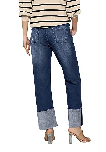 BWQ Womens High Waisted Straight Leg Mom Jeans Stretchy Boyfriend Denim Jeans