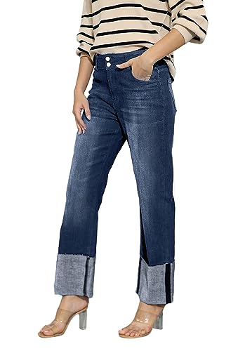 BWQ Womens High Waisted Straight Leg Mom Jeans Stretchy Boyfriend Denim Jeans