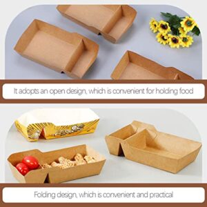 CALLARON Paper Food Container 50Pcs Kraft Paper Boxes Paper Candy Containers Paper Food Container for Cookies, Mini Pies, Cupcakes (Kraft Paper) Food Serving Boats