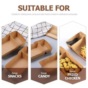 CALLARON Paper Food Container 50Pcs Kraft Paper Boxes Paper Candy Containers Paper Food Container for Cookies, Mini Pies, Cupcakes (Kraft Paper) Food Serving Boats