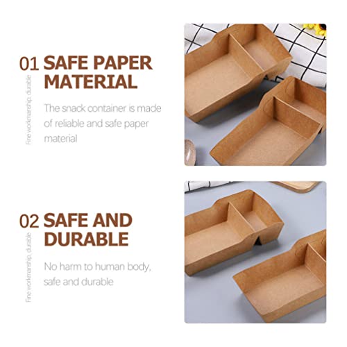 CALLARON Paper Food Container 50Pcs Kraft Paper Boxes Paper Candy Containers Paper Food Container for Cookies, Mini Pies, Cupcakes (Kraft Paper) Food Serving Boats