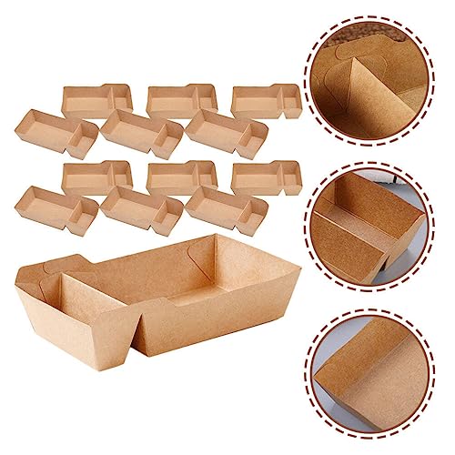 CALLARON Paper Food Container 50Pcs Kraft Paper Boxes Paper Candy Containers Paper Food Container for Cookies, Mini Pies, Cupcakes (Kraft Paper) Food Serving Boats