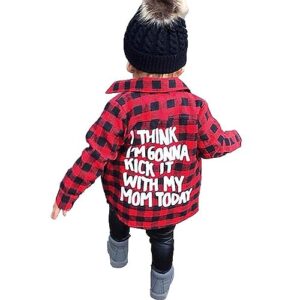 mersariphy toddler baby plaid jacket baby boy girl button down shirt tops fall winter coat for kid (red plaid, 6-12months)