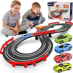 esiplay slot car race track sets, electric boys toys race car track with 4 slot cars, 2 controllers, lap counter, dual racing game circular overpass track, gifts for kids age 3 4 5 6 7 8-12