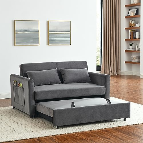 ERYE 3-in-1 Upholstered Futon Sofa Loveseat Convertible Sleeper Couch Bed,2-Seaters Sofa & Couch Soft Cushions Love Seat Daybed for Small Space Living Room Sets