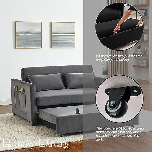 ERYE 3-in-1 Upholstered Futon Sofa Loveseat Convertible Sleeper Couch Bed,2-Seaters Sofa & Couch Soft Cushions Love Seat Daybed for Small Space Living Room Sets