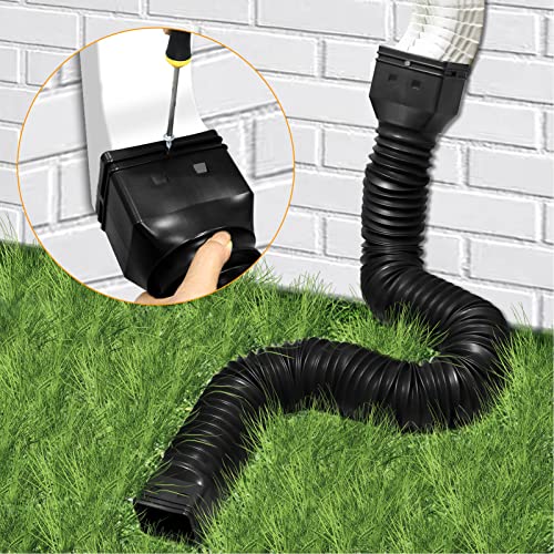 Retractable Rain Gutter Drain Downspout Extender Roof Drain Hose Drain Extender Drain Pipe Extension Connector Drain Connection Telescoping Extension Hose Accessories for Home Improvement(Black)