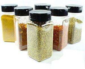 salt & pepper glass jar spice holder dispensers oregano and chilli flakes dispenser shaker masala jar spice container square 120ml transparent (set of 6, salt jar 120ml)
