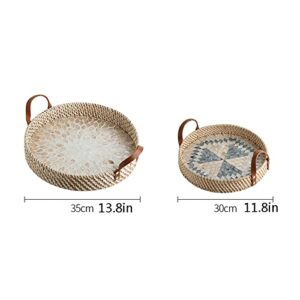 Cute Classic Serving Tray Tray Home Office Tray Serving Tray Breakfast Food Drink Tray with Handle Woven Basket Household Pallet