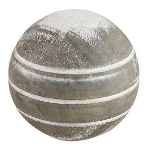 47th & main wood sphere rustic decorative ball shelf and table décor, 4" diameter, whitewashed