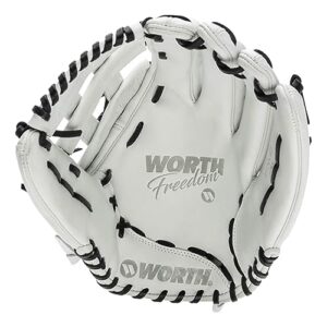 Worth | Freedom Series Slowpitch Softball Glove | 15 Inch | White/Black | Right Hand Throw