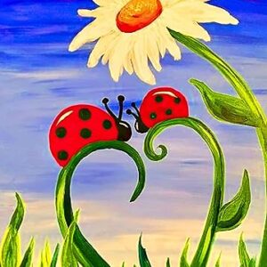 Stamped Cross Stitch Kits for Adults Beginners Flower Daisy Cute Red Ladybug Pattern 11CT Pre-Printed Fabric Embroidery Arts and Crafts Kit Needlepoint Starter DIY Wall Decor 16 x 20 inch