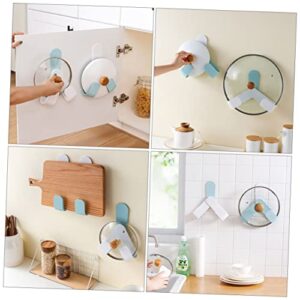 Zerodeko 2 Sets 2pcs Kitchen Lid Hook Shelf Wall Mount Wall Shelf Brackets Rotating Stand Saucepan Lid Holder Pot Lid Organizer Pan Lid Organizer Abs Blue Self-Adhesive Hooks Nail Free Set