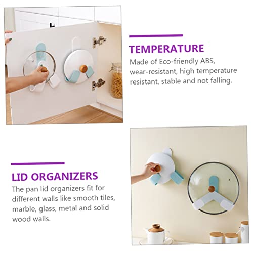 Zerodeko 2 Sets 2pcs Kitchen Lid Hook Shelf Wall Mount Wall Shelf Brackets Rotating Stand Saucepan Lid Holder Pot Lid Organizer Pan Lid Organizer Abs Blue Self-Adhesive Hooks Nail Free Set