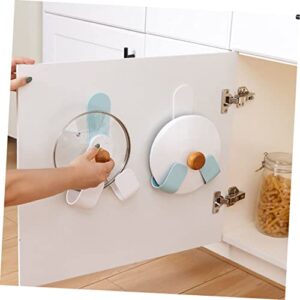 Zerodeko 2 Sets 2pcs Kitchen Lid Hook Shelf Wall Mount Wall Shelf Brackets Rotating Stand Saucepan Lid Holder Pot Lid Organizer Pan Lid Organizer Abs Blue Self-Adhesive Hooks Nail Free Set