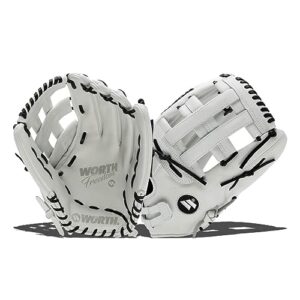 worth | freedom series slowpitch softball glove | 14 inch | white/black | right hand throw
