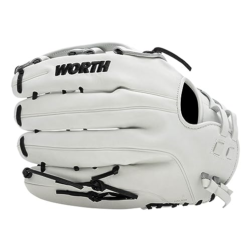 Worth | Freedom Series Slowpitch Softball Glove | 14 Inch | White/Black | Right Hand Throw