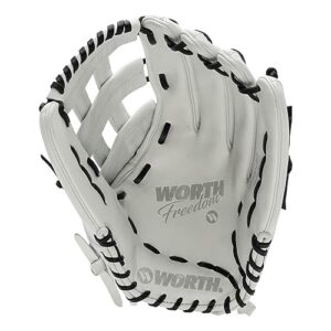 Worth | Freedom Series Slowpitch Softball Glove | 14 Inch | White/Black | Right Hand Throw