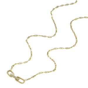 Fossil Women's Stainless Steel Gold-Tone Heritage D-Link Glitz Chain Necklace, Color: Gold (Model: JF04523710)