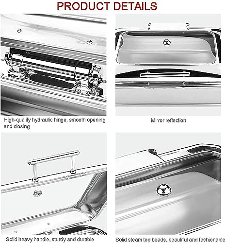 Chafing Dishes Chafing Dish Buffet Set, Food Warmers Server Warming Tray Round Rectangular Chafers, Stainless Steel Square Chafer, Round Food Warmer Chafing For Catering Warmer Chafer Set, Energy Effi