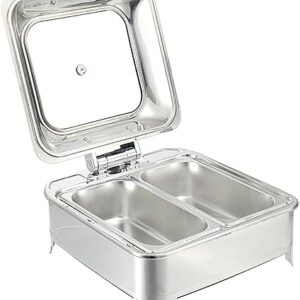 Electric Buffet Server,Food Warmer Tray, Adjustable Temperature, Portable Chafing Dish, Catering Buffet Serving Tray,Stainless Steel Material, 1 Slot, 2 Slots,Optional doublegrid Square6L